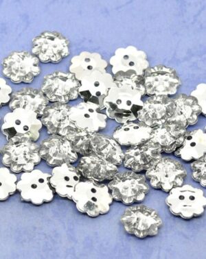 Botón flor color plata resina 1,3 cms