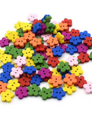 Botón madera flor colores 11mm