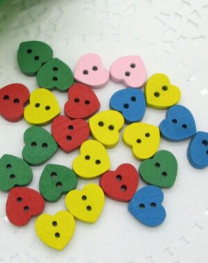 Botón madera corazón de colores 1,2 cms