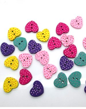 Botón corazón madera con puntos 1,5cms
