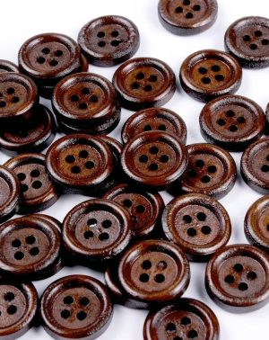 Botón redondo madera café oscuro 1,2 cms