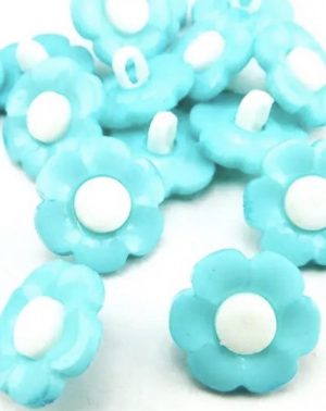 Botón plástico flor azul hielo