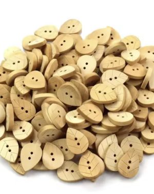 Botón madera natural forma hoja