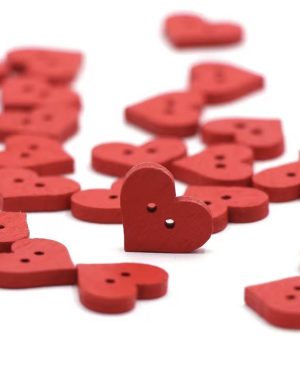 Botón corazón madera rojo 13mm